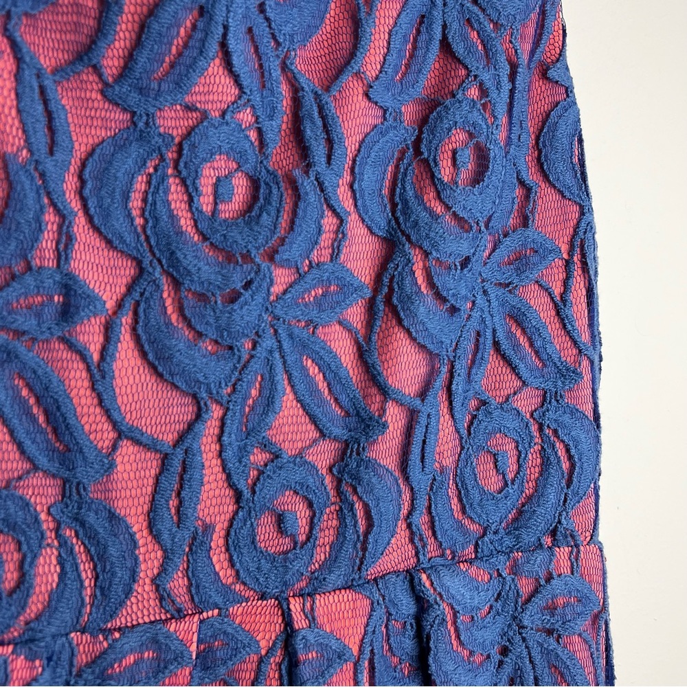 Anthropologie Eva Franco Lined Lace Blue Bright Coral, Pink size 6 - Picture 9 of 13